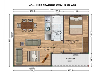Saray Prefabrik 40 m2 prefabrik ev