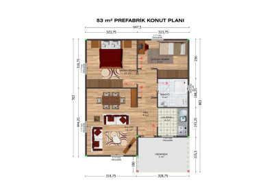 Saray Prefabrik 53 m2 prefabrik ev