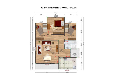 Saray Prefabrik 90 m2 tek katlı prefabrik ev